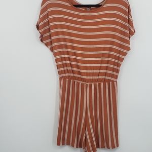 Nwt. See you Monday orange striped romper. Size l
